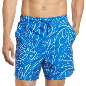 NWT Ted Baker London Ryburn Paisley Printed Swim Shorts Mid Blue Recycled Polyes